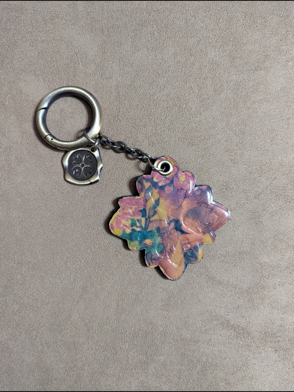 Patricia Nash Grape Leaf Floret Leather Keychain/Purse Charm- NWOT
